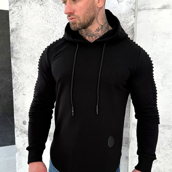 Men’s black hoodie Relief 3 by KRUTYAKOV