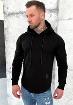 Men’s black hoodie Relief 3 by KRUTYAKOV
