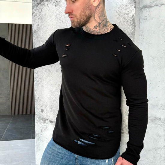 Men’s black premium sweatshirt Holey by KRUTYAKOV