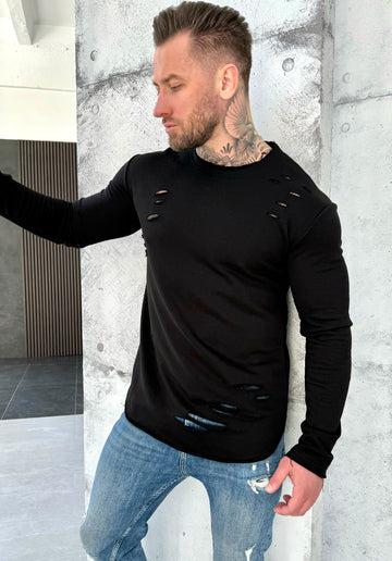 Men’s black premium sweatshirt Holey by KRUTYAKOV