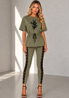 SYV Women's Khaki Designer Cotton Two Piece Set