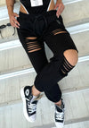 RAGGED Black Distressed Jogger Pants