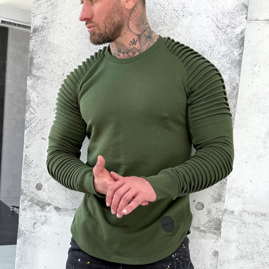 Men’s khaki premium sweatshirt Relief 2 by KRUTYAKOV