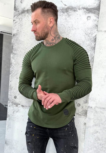 Men’s khaki premium sweatshirt Relief 2 by KRUTYAKOV