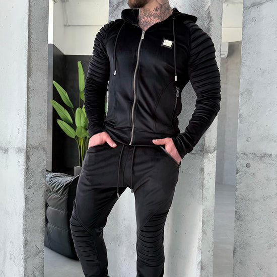 Men’s black velour tracksuit by KRUTYAKOV