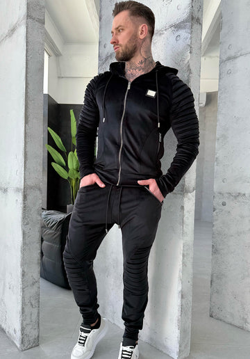 Men’s black velour tracksuit by KRUTYAKOV