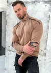 Men’s beige sweatshirt Four Zippers by KRUTYAKOV