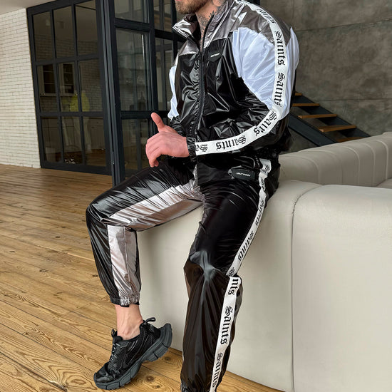 Men’s black and silver shiny tracksuit by KRUTYAKOV