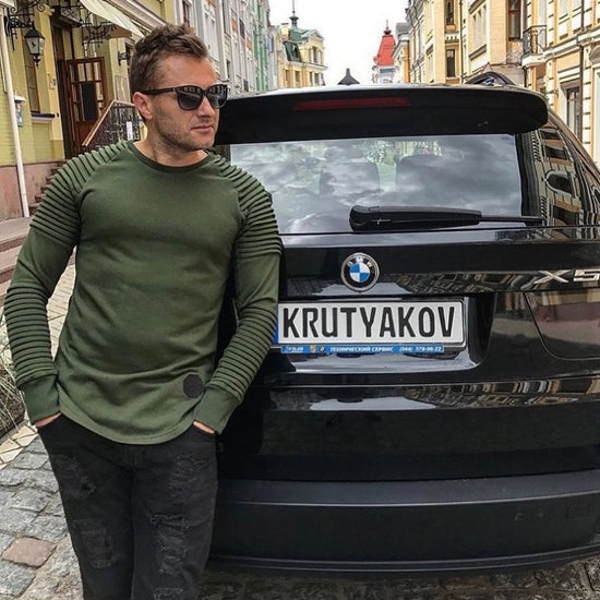 Men’s premium cotton blend sweatshirt in khaki color
