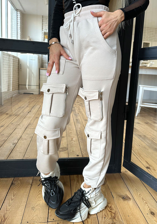 Women’s Cargo Joggers Helen – Beige