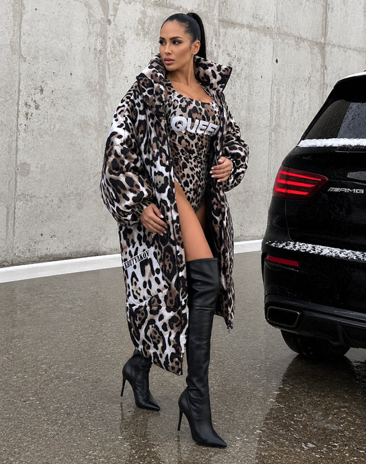 Women’s Leopard Print Oversized Puffer Jacket – LEO QUEEN