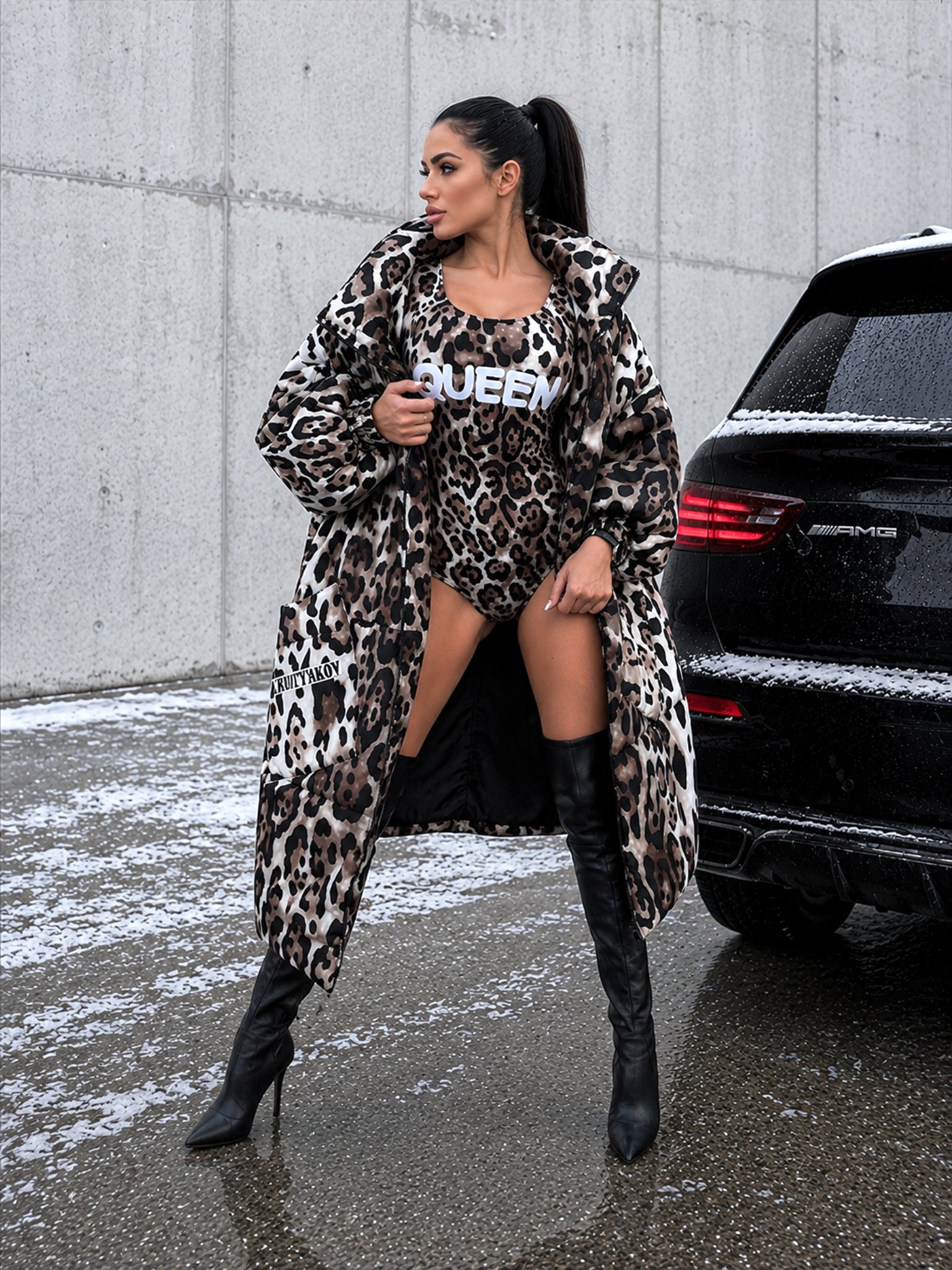 Women’s Leopard Print Oversized Puffer Jacket – LEO QUEEN