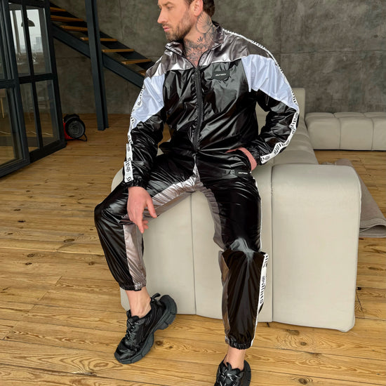 Black and silver men’s two piece tracksuit by KRUTYAKOV