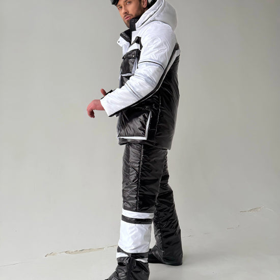 Men’s premium black snowsuit for mountain resorts and winter travel