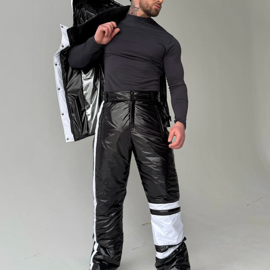 Men’s black ski suit for après-ski and cold weather trips