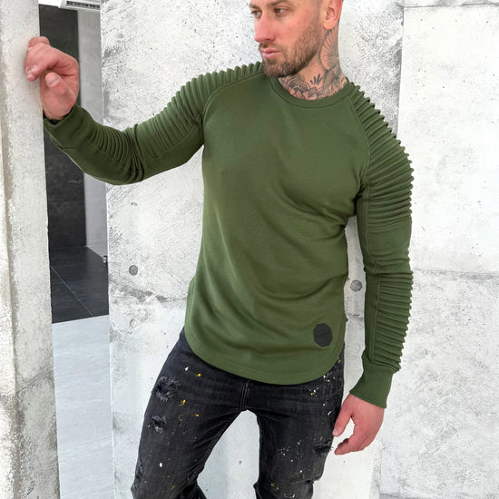 KRUTYAKOV men’s designer khaki sweatshirt with relief details