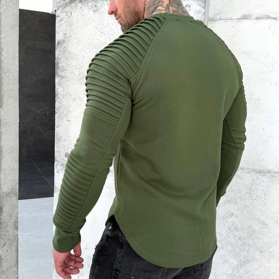 Men’s textured khaki streetwear sweatshirt by KRUTYAKOV