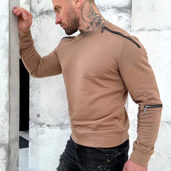 Men’s premium beige streetwear sweatshirt for city outfits