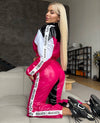 Women’s Shiny PVC Tracksuit – MNKLLY Pink