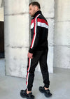 Black men’s two piece tracksuit with red and white contrast details