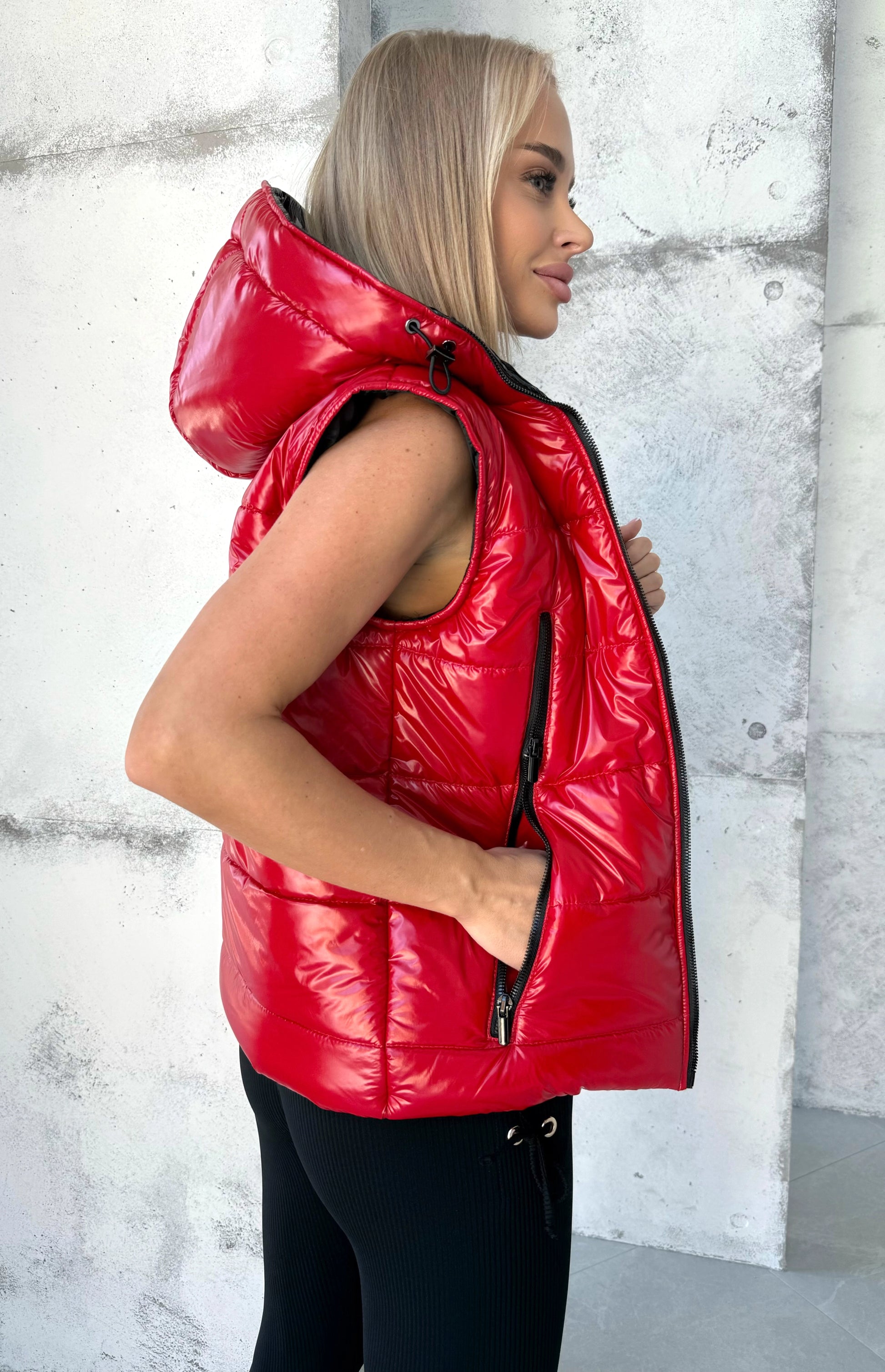 Women’s Shiny Puffer Vest Sandy Red