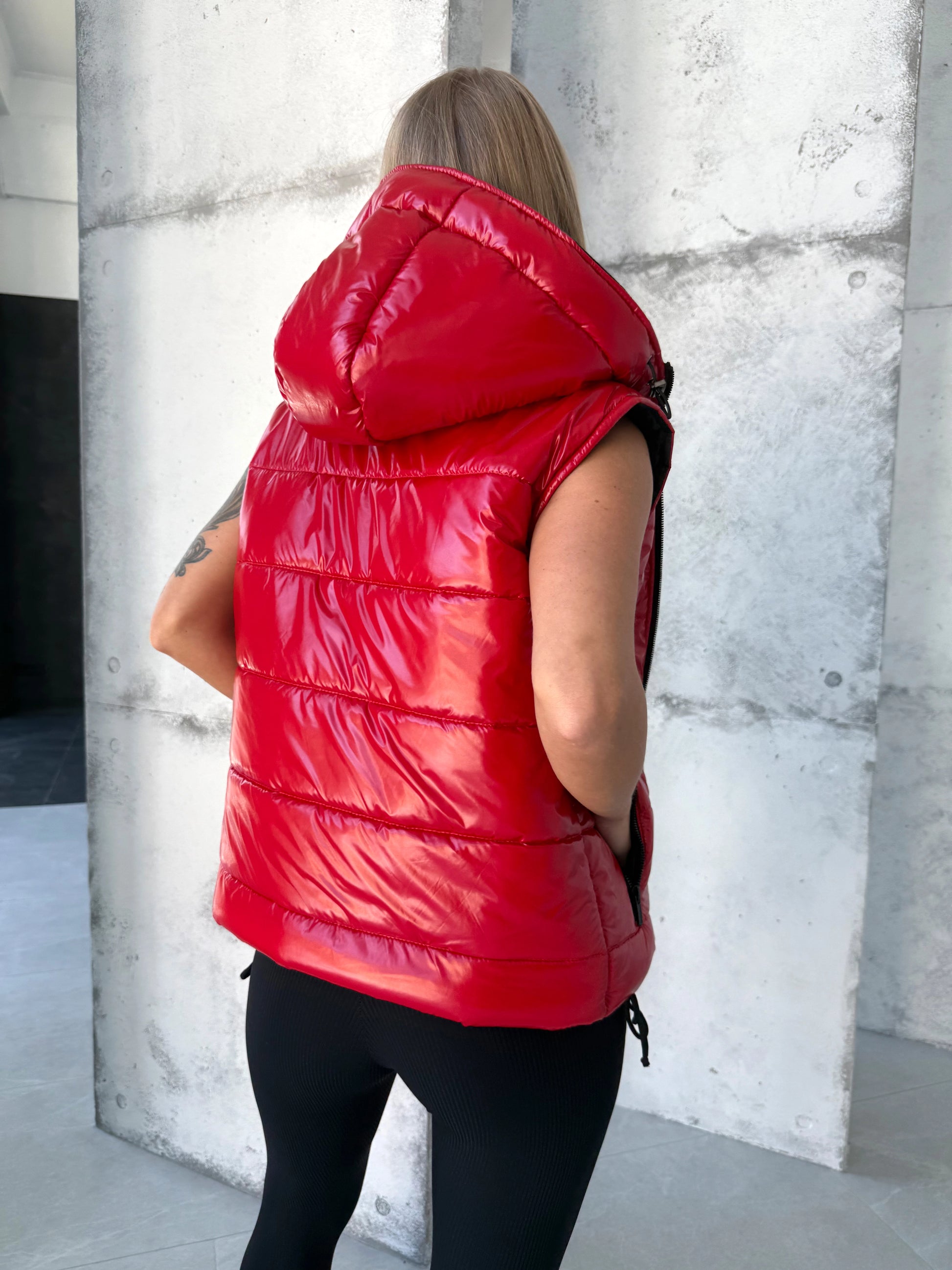 Women’s Shiny Puffer Vest Sandy Red
