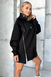 Women’s Oversized Hoodie Tunic Zipper — Black Sirena