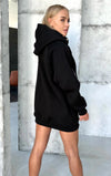 Women’s Oversized Hoodie Tunic Zipper — Black Sirena