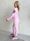 KRUTYAKOV pink cotton blend tracksuit for women with relaxed fit and designer embroidery