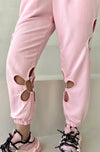 Soft cotton-blend pink tracksuit for women with relaxed fit, breathable fabric, and clean minimalist streetwear style