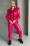 Women’s SKYLINE hot pink jumpsuit for night out, festival, and fashion photoshoot styling