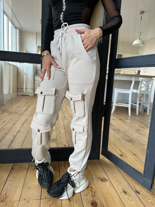 Women’s Cargo Joggers Helen – Beige