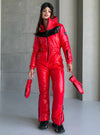 Women’s Winter Ski Jumpsuit SANTA – Glossy Red