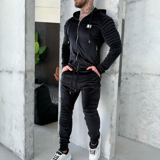 KRUTYAKOV men’s premium black velour tracksuit set