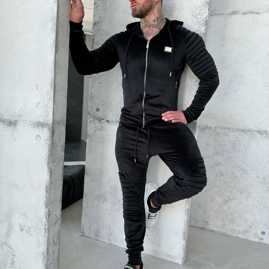 Men’s black zip hoodie and jogger pants set by KRUTYAKOV