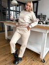 KRUTYAKOV Viola beige two-piece tracksuit for women with soft 70/30 cotton-polyester fabric