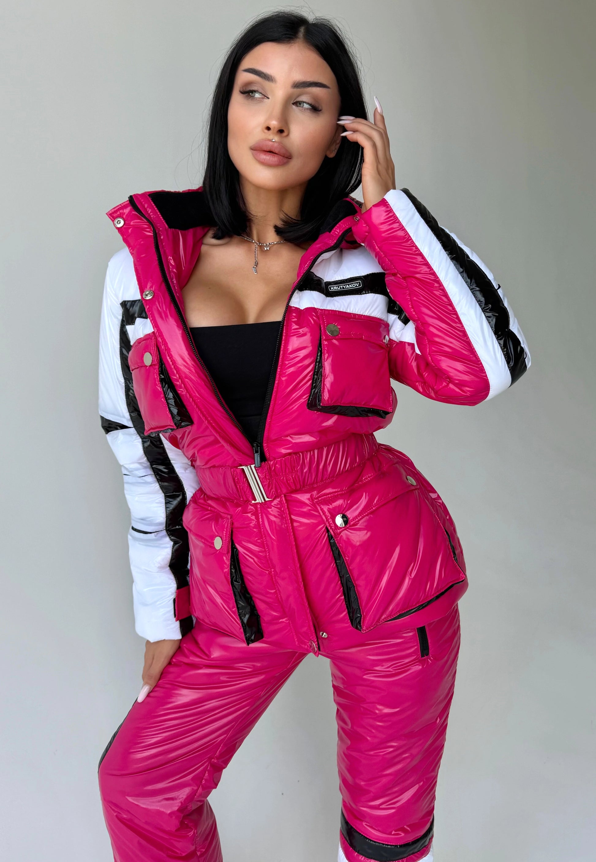 Women’s Two Piece Ski Suit FREYA – Fuchsia Glossy Snow Suit
