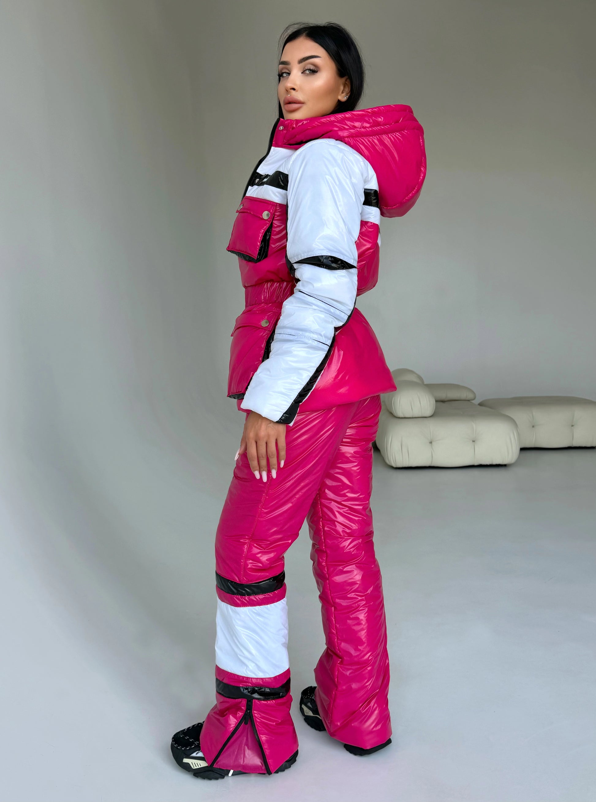 Women’s Two Piece Ski Suit FREYA – Fuchsia Glossy Snow Suit