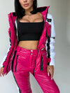 Women’s Two Piece Ski Suit FREYA – Fuchsia Glossy Snow Suit