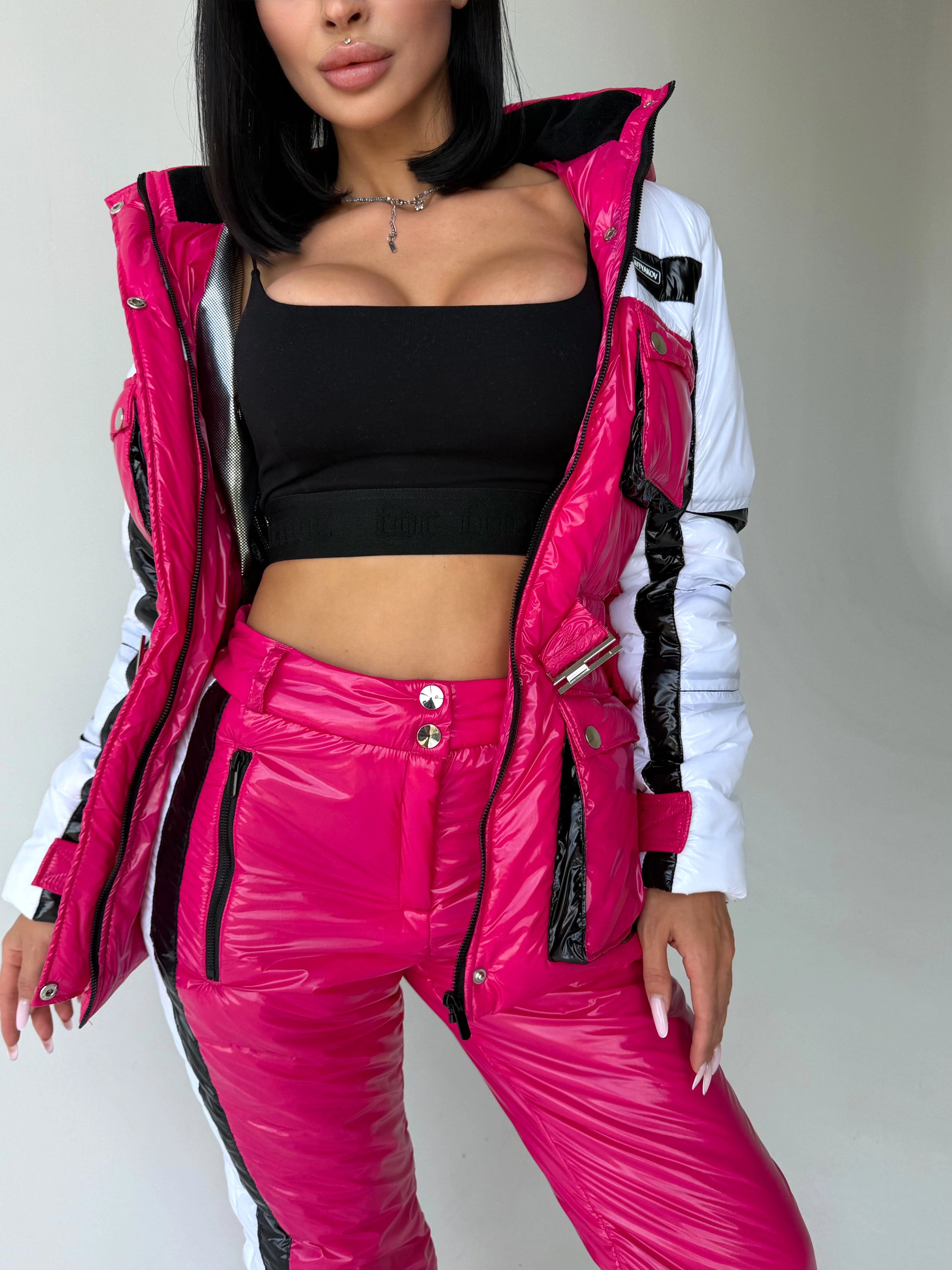 Women’s Two Piece Ski Suit FREYA – Fuchsia Glossy Snow Suit