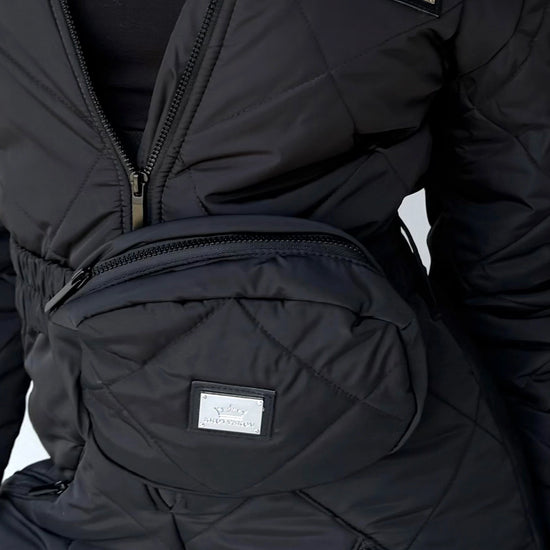 KRUTYAKOV black ski suit waist belt bag with signature metal logo