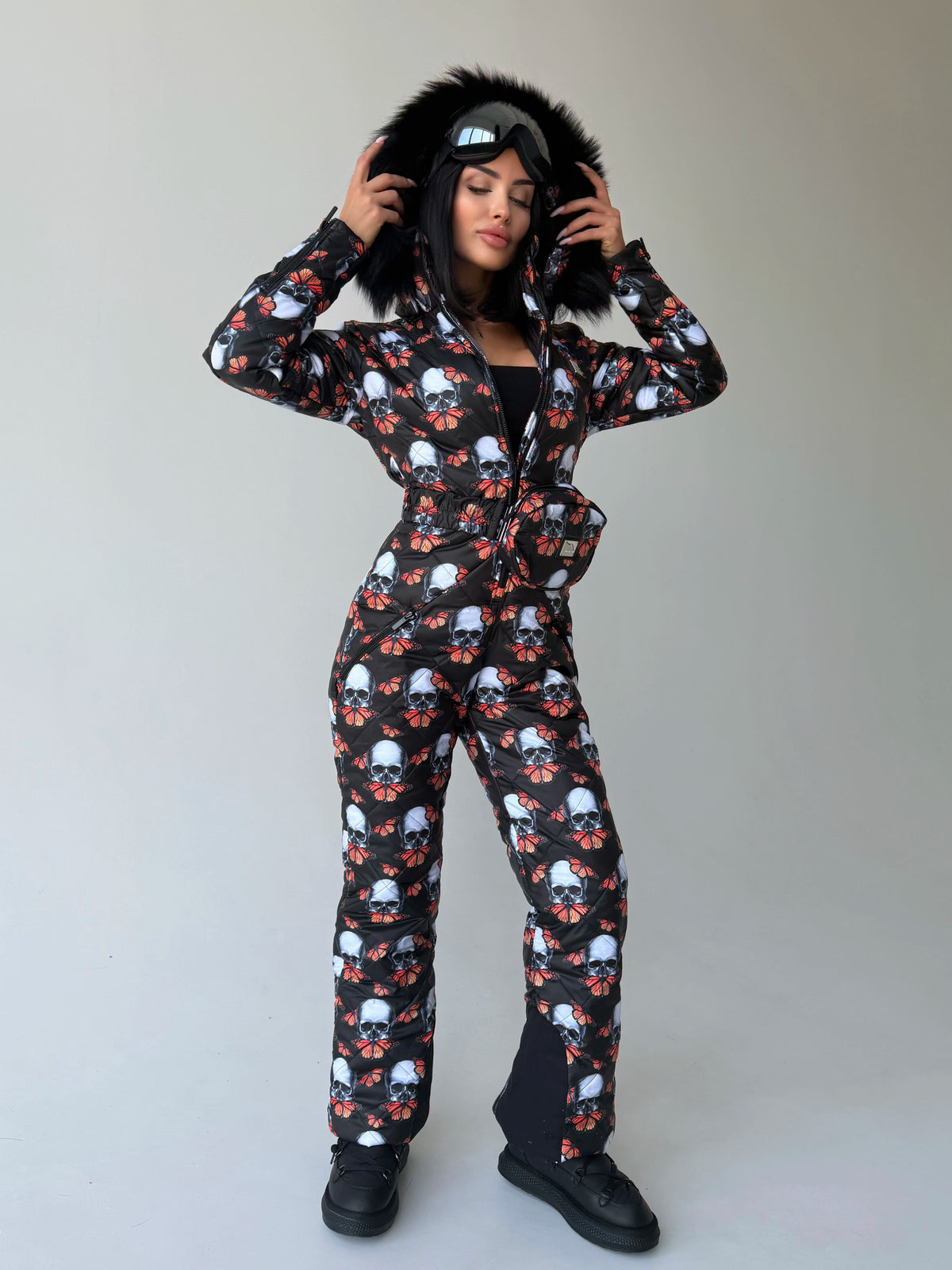 Women’s Skull Butterfly Ski Suit – Luxury Après Ski One-Piece