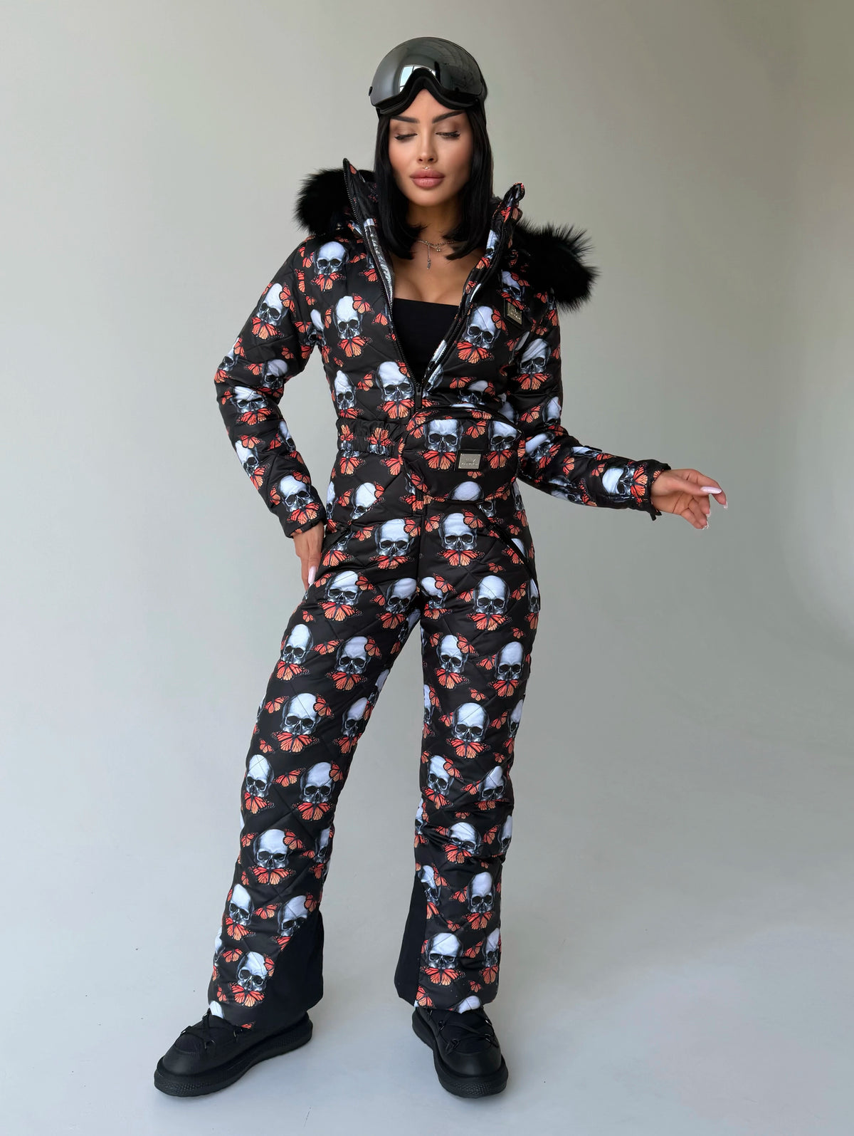 Women’s Skull Butterfly Ski Suit – Luxury Après Ski One-Piece