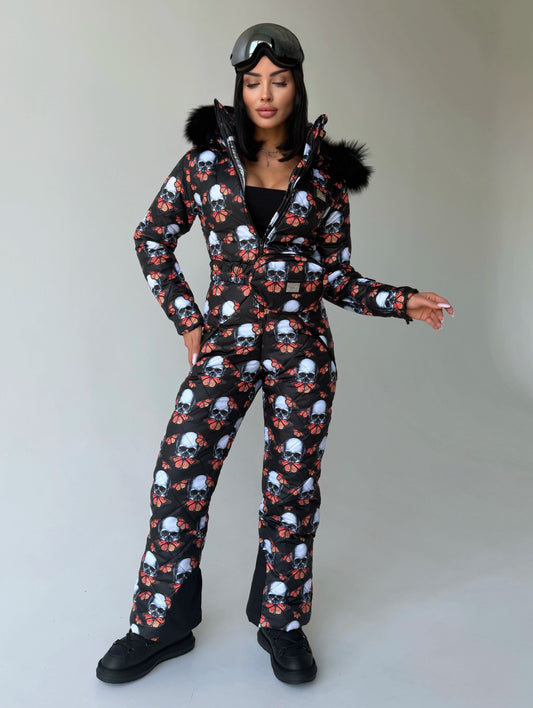 Women’s Skull Butterfly Ski Suit – Luxury Après Ski One-Piece