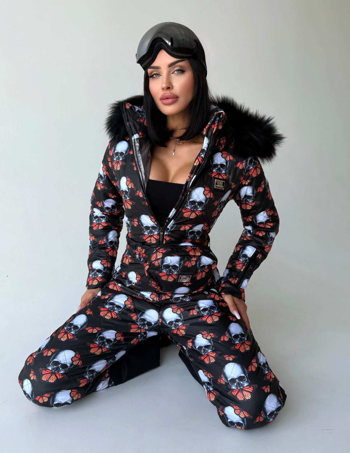 Women’s Skull Butterfly Ski Suit – Luxury Après Ski One-Piece