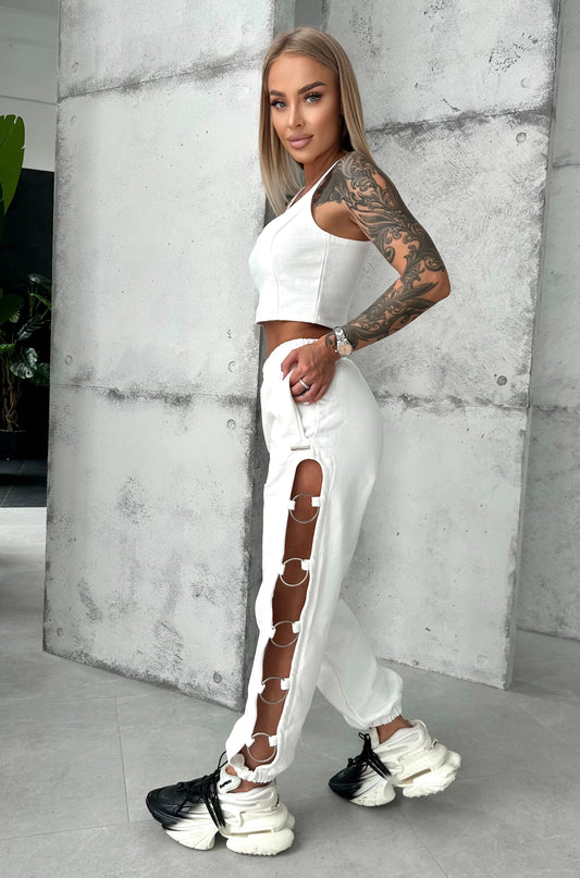 Women’s Cut-Out Joggers Five-Ring— White