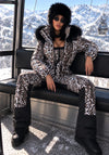 Women’s leopard two-piece ski suit NAIROBI by KRUTYAKOV at an alpine resort