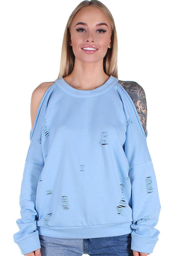 SWEATSHIRT OPEN SHOULDERS RAGGED