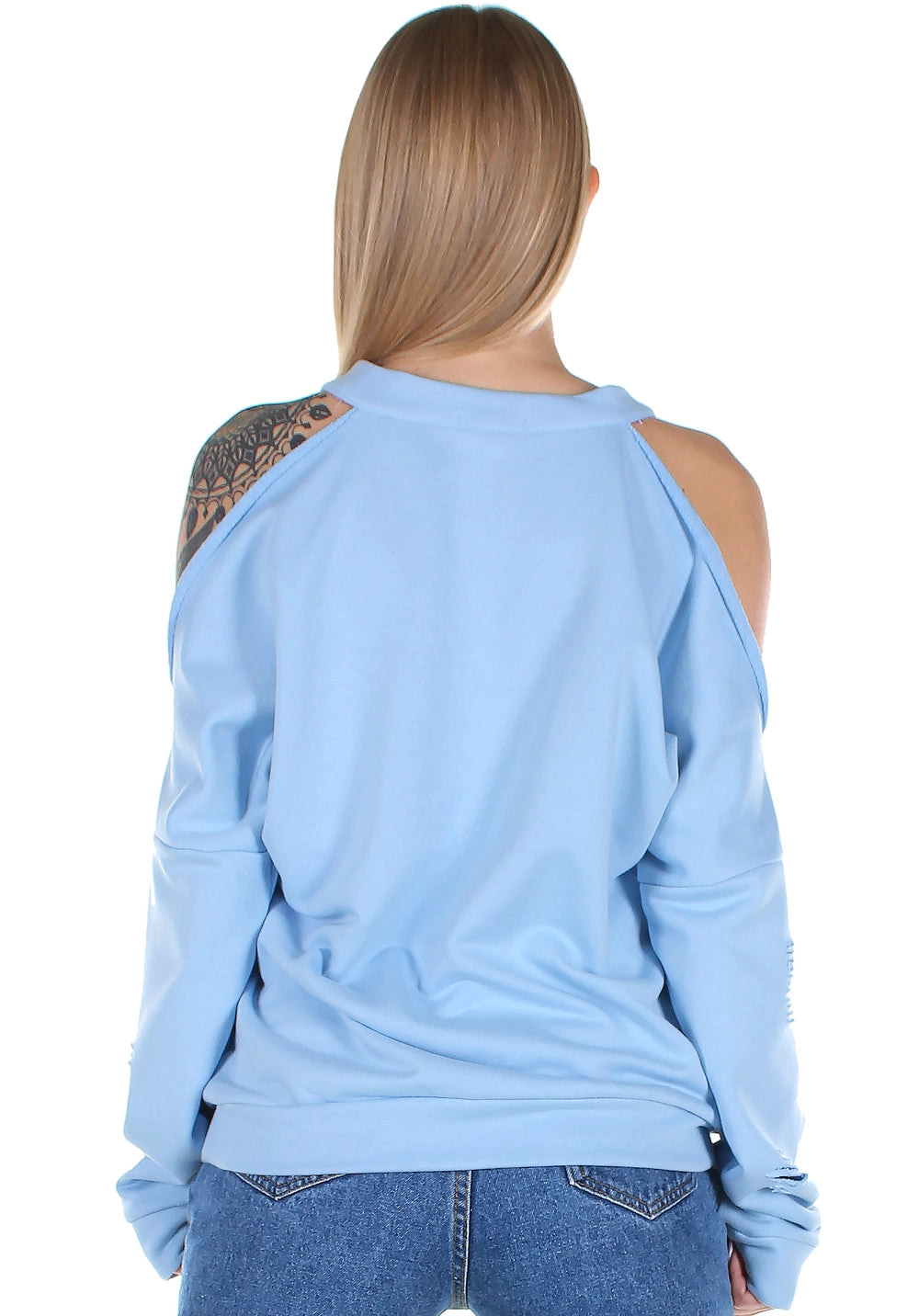 SWEATSHIRT OPEN SHOULDERS RAGGED