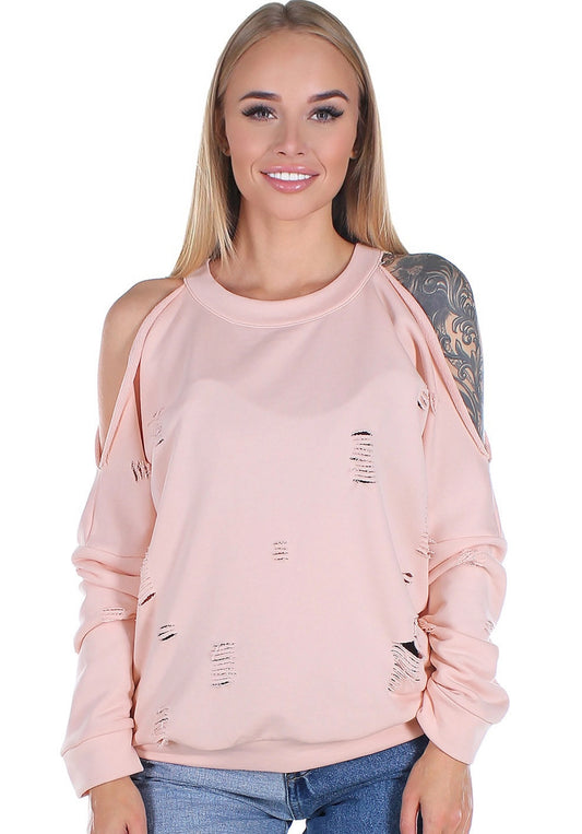 SWEATSHIRT OPEN SHOULDERS RAGGED